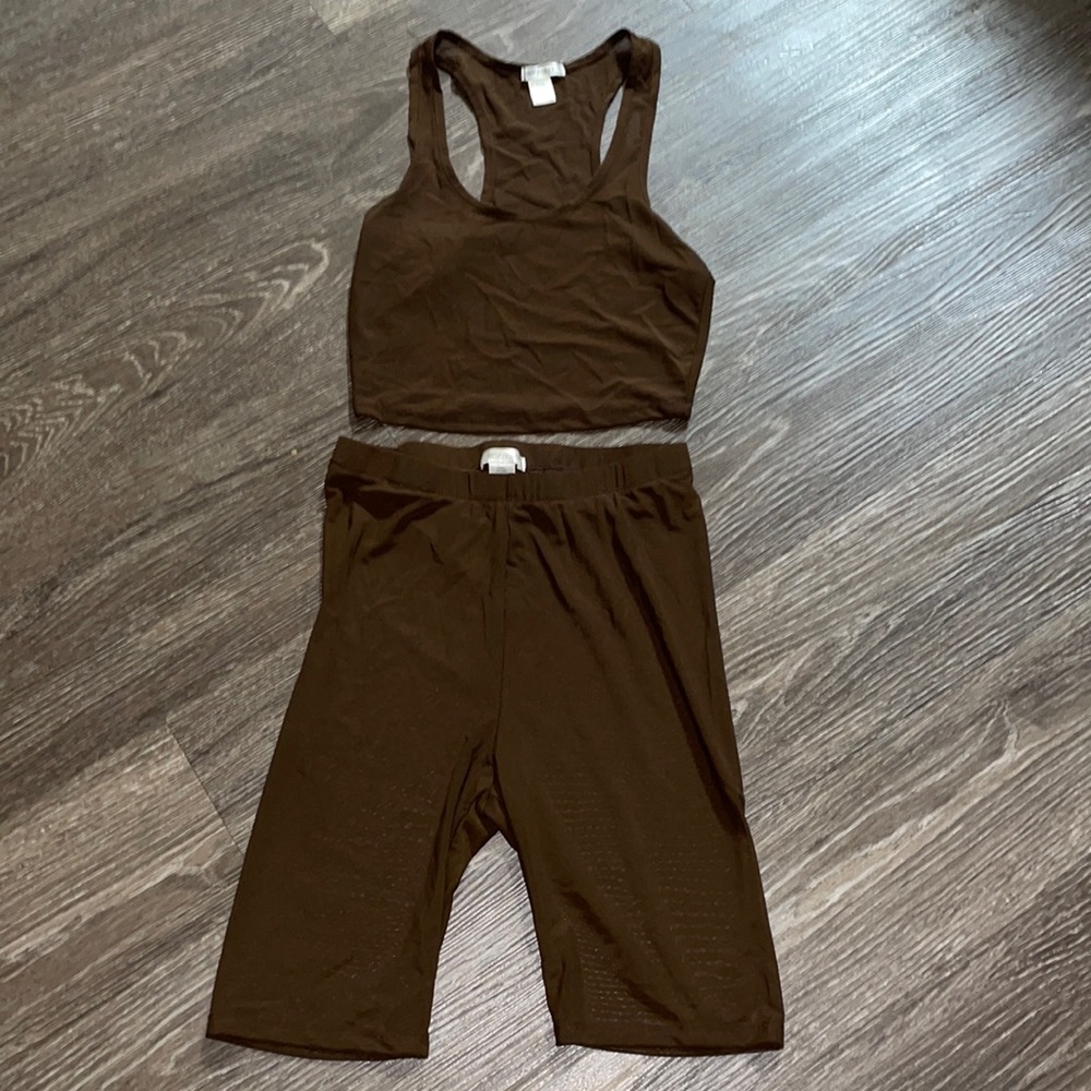 Brown sheer short set